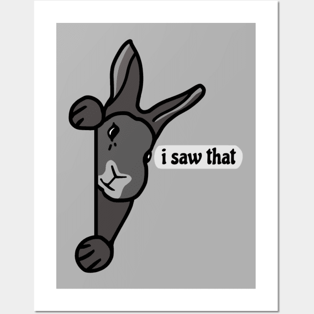 Funny and Mischievous Grey Black Flemish Giant Baby Bunny Saw That Wall Art by wigobun